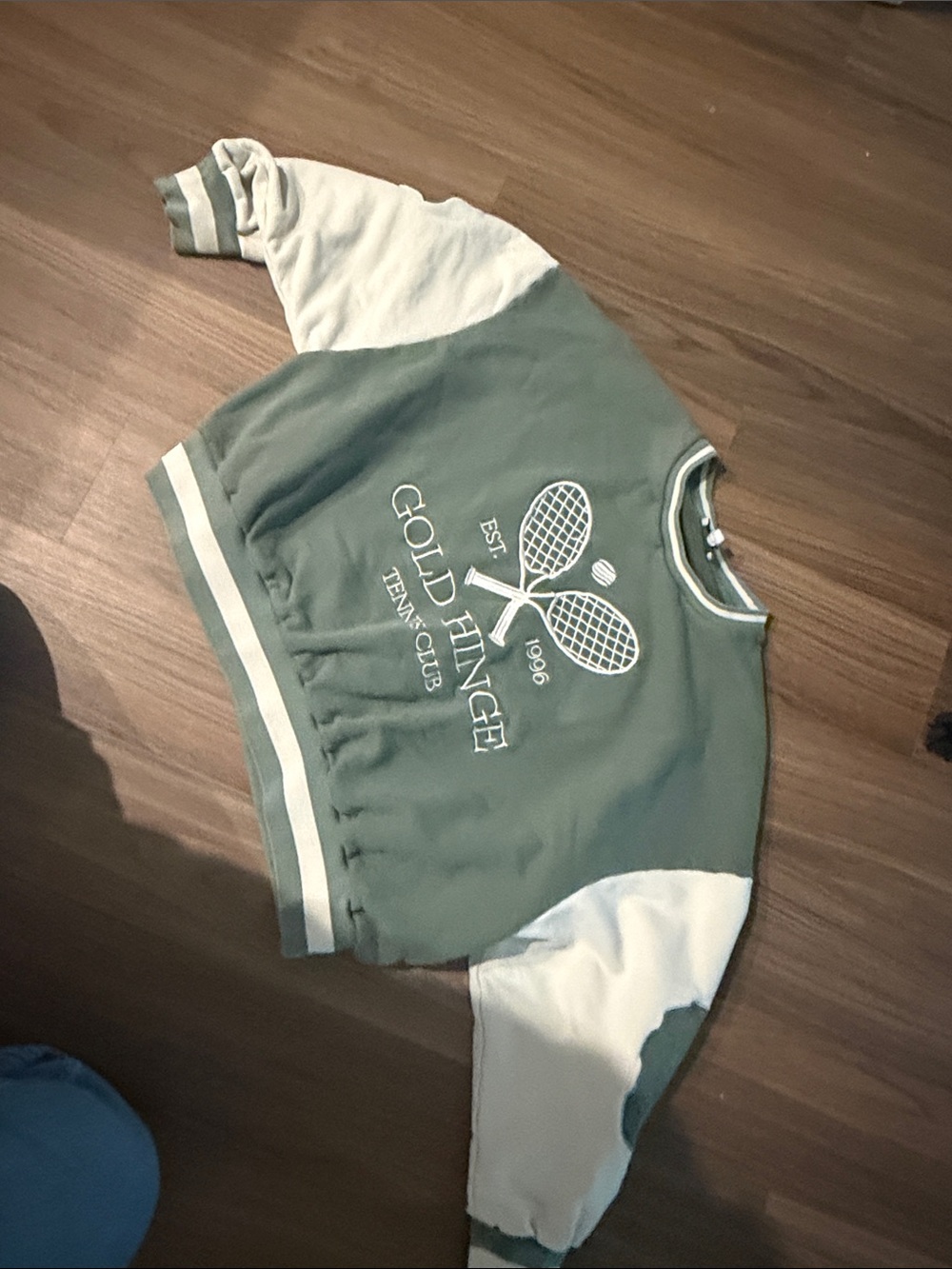 Gold Finger Kids Tennis Club Pullover Sweatshirt in Green & Cream